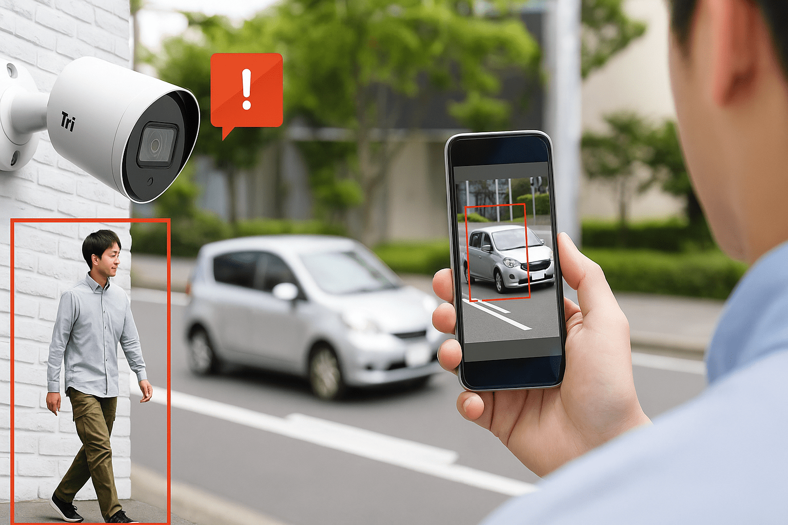 AIが「人」や「車両」だけを見分けて通知する