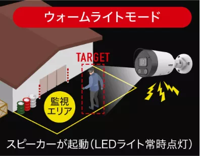 音と光で侵入者を抑止